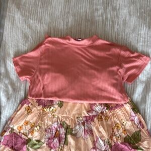 LuLaRoe Pink and Floral Midi Skirt